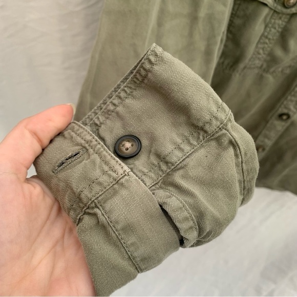 Topshop Green Button Down Shirt Lagenlook Granola Hiking Outdoor Sz 8 - Picture 5 of 7